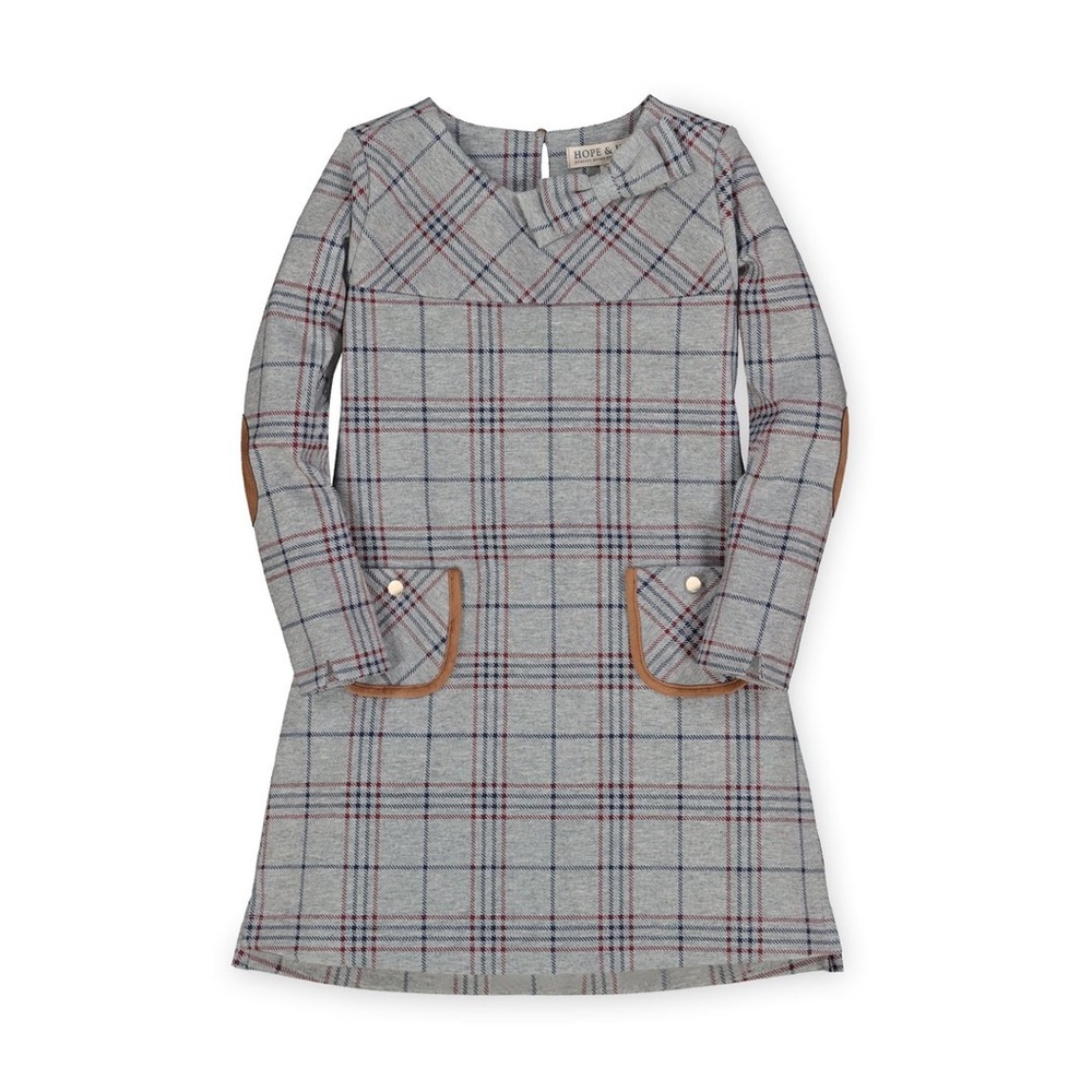 HOPE & HENRY Quilted Ponte Riding Dress Plaid